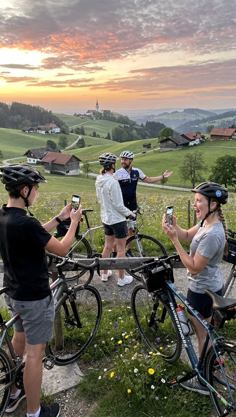 Ein freundlicher Reiseführer erklärt den Familien die Sehenswürdigkeiten einer barrierefreien Stadtführung.